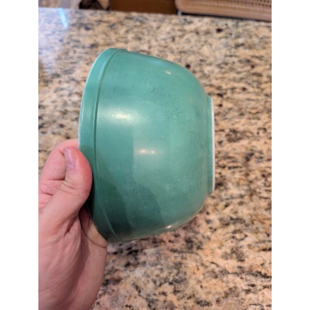 Vintage 1960s Pyrex Primary Colors Jade Green Mixing Bowl 403 2.5 Qt Opal Ware